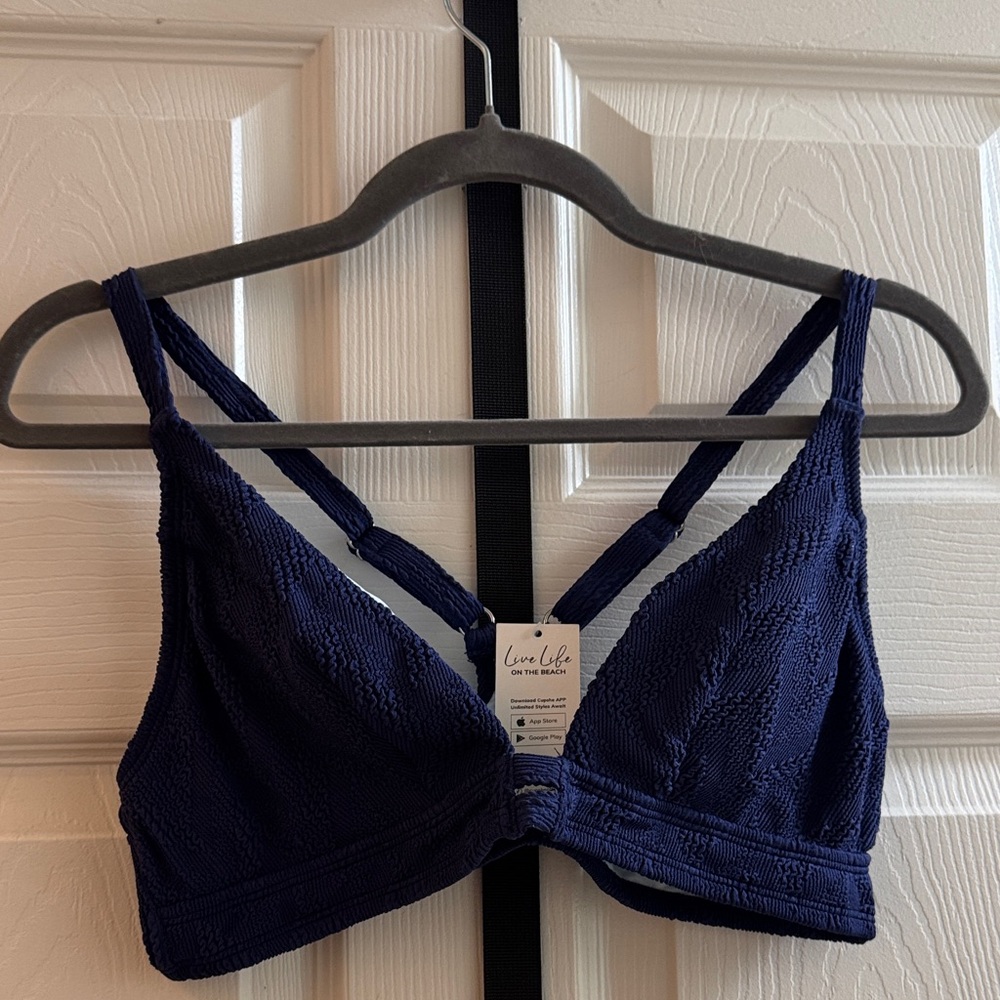 Cupshe Women's Navy Bikini top - Size Large, Matching Bottoms - Size Medium - Picture 4 of 14
